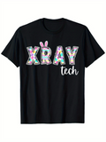 Men's T-Shirt Colorful Geometric Patterns With Playful Bunny Ears On Bold Letters Xray Tech