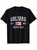 Men's T-Shirt Salinas Est 1851 Puerto Rico Flag With Bold Lettering Design T Shirt