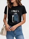 Women's T-Shirt One Mole Per Liter Cartoon With Beaker And Chemistry Animal Mole