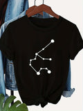 Women's T-Shirt Minimalist Dotted Lines Forming Astral Night Sky Constellation