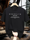Men's T-Shirt Brooklyn New York Cityscape Minimal Classic Urban Lettering T Shirt