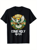 Men's T-Shirt Come Holy Spirit With Radiant Glowing Sun Among Clouds Dove