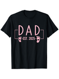 Men's T-Shirt Dad Est 2025 Framed Pink Footprints Modern Black T Shirt