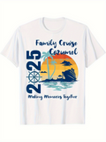 Men's T-Shirt Family Cruise Cozumel Making Memories Together With Sunset Ocean Ship And Palm Trees