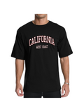 Men's T-Shirt California West Coast Varsity Lettering On Casual Black T Shirt