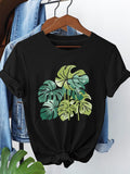 Women's T-Shirt Multiple Shades Of Green Tropical Monstera Leaves Cluster Graphic Plant