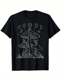 Men's T-Shirt Celestial Fairies Dancing Among Giant Mushrooms And Moon Phases Night Sky