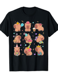 Men's T-Shirt Cartoon Party Elements With Confetti Balloons Hearts And Cute Baby Pig