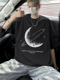Men's T-Shirt I Wish I Could Fly Far Away With A Spaceship Moon