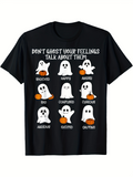 Men's T-Shirt Dont Ghost Your Feelings Talk About Them Expressive Little Ghosts With Pumpkins And Playful Cartoon Details Ghost