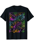 Men's T-Shirt F CAW F Vibrant Neon Patterns With Colorful Ravens Among Flowers Branches