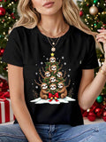 Women's T-Shirt Winter Holiday Sloths Forming A Christmas Tree With Festive Decorations