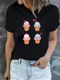 Women's T-Shirt Colorful Sprinkles And Sweet Toppings On Four Ice Cream Cones