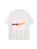 Men's T-Shirt Minimalist Illustration Of Hands Holding In Gentle Embrace Under Soft Pastel Colors