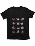 Men's T-Shirt Pink Patterned Marijuana Leaves In Grid On Dark T Shirt