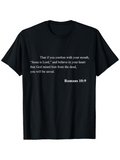 Men's T-Shirt Romans 109 Bible Verse Quote White Typography Minimalist Black Shirt