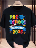 Men's T-Shirt Preschool Graduate 2025 Colorful Confetti Splash With Graduation Cap