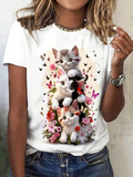 Men's T-Shirt Playful Kittens Among Blossoming Flowers And Fluttering Butterflies Cat