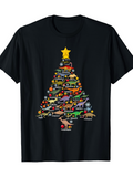 Men's T-Shirt Vintage Classic Cars Forming Christmas Tree Shape