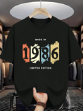 Men's T-Shirt Made In 1986 Vintage Distressed Painted Blocks Birthday Year