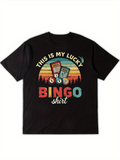 Men's T-Shirt This Is My Lucky Sunset Stripes With Bingo Balls And Colorful Card Shirt