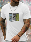 Men's T-Shirt Colorful Urban Frame With Window And Classic City Bicycle