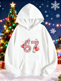 Women's Hoodie Festive Christmas Hearts With Cozy Winter Decorations Number