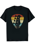 Men's T-Shirt Retro Sunset Stripes With Guitar Headstock Inside Pick Shape