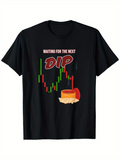 Men's T-Shirt Waiting For The Next Dip With Cheese Wheel And Stock Market Chart