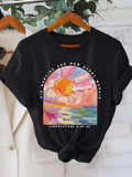 Women's T-Shirt He Protects Are New Every Morning With Brightly Colored Sunrise Over Ocean