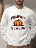 Men's Hoodie Pumpkin Season Autumn Leaves With Glowing Stars Surrounding A Festive Pumpkin