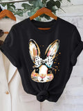 Women's T-Shirt Playful Watercolor Dots And Polka Bow Rabbit