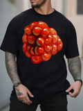 Men's T-Shirt Vivid Brushstroke Shading With Juicy Bright Red Raspberry Cluster