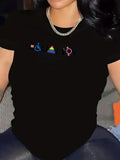 Women's T-Shirt Equality Symbols With Colorful Signs On Black Shirt