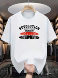 Men's T-Shirt Revolution Gravity Decade DOHC Typography With Bold Stripes Retro Graphic