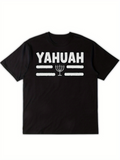 Men's T-Shirt Bold Typography With Religious Symbol And Linear Design Yahuah
