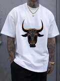 Men's T-Shirt Majestic Golden Lines Head Of Powerful Bull