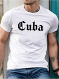 Men's T-Shirt Cuba Bold Blackletter Style Text Under Sunlight Shirt