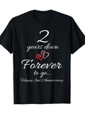 Men's T-Shirt 2 Years Down Forever To Go With Red Heart Design Anniversary T Shirt