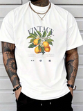 Men's T-Shirt Vintage Lush Orange Branches Surrounded By Classic Green Leaves Fruit