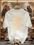 Men's T-Shirt Golden Glow Surrounded By Light Embodying A Classic Chinese Style Dragon
