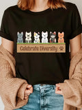 Women's T-Shirt Celebrate Diversity Playful Cats Sitting Calmly Together Cat