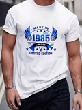 Men's T-Shirt Made In 1985 Limited Edition With Blue Stars And Bold Wings