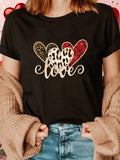 Women's T-Shirt Wild About Love Patterned Hearts With Mixed Animal Textured Backgrounds