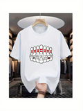 Men's T-Shirt Playful Cartoon Expressions With Red And White Bowling Pins Under Soft Lighting Bowling Pin