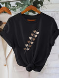 Women's T-Shirt Minimalist Metallic Hearts In Falling Pattern Line Shape