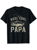 Men's T-Shirt Reel Cool Papa With Fishing Rod Fish And Vintage Grunge Style Typography Papa