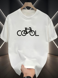 Men's T-Shirt Simple Line Drawing Bicycle With Modern Cool Text Minimalist Shirt