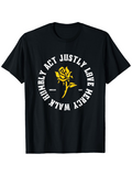 Men's T-Shirt Act Justly Love Mercy Walk Humbly Circle With Golden Floral Rose