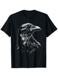 Men's T-Shirt Monochrome Realistic Feathers With Shadowing Artistic Details Majestic Raven